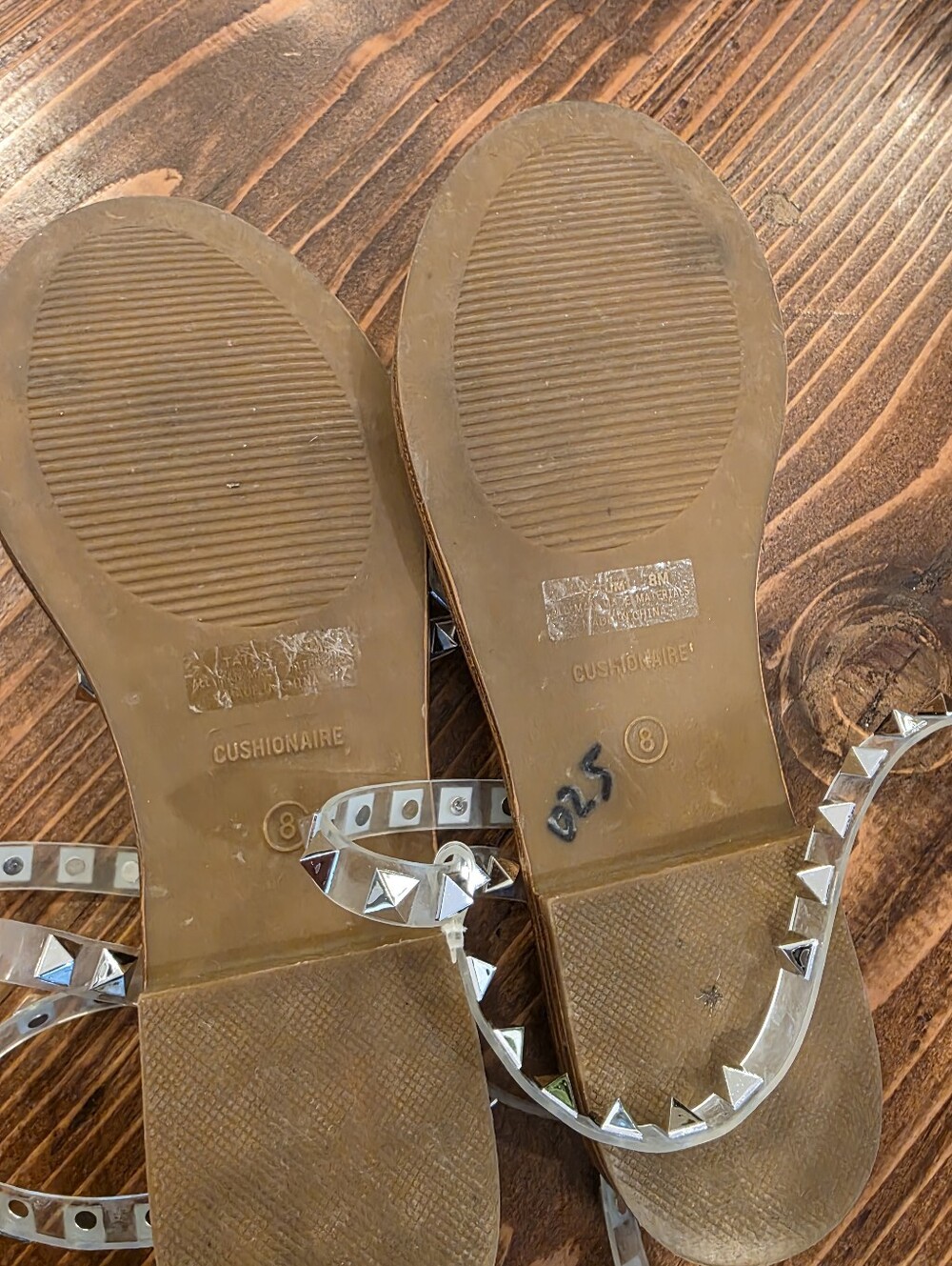 Women's Clear Studded Ankle-Strap Sandals - Transparent/Silver Size 8 Gladiator - Picture 3 of 3